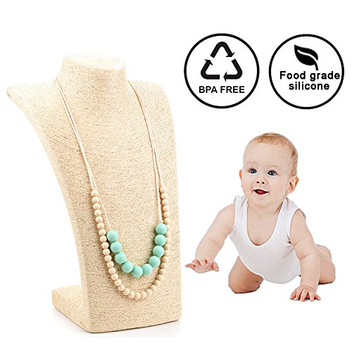 Lofca סיליקון בקיעת שיניים שרשרת צעצוע התינוק על אמא כדי ללבוש מסוגנן Teether-בטוח עבור התינוק- BPA Free-'יודורה'(לבן-נבאחוcolor)