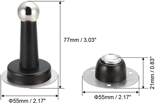 KFidFran פלדת אל-חלד מגנטית הדלת פקק בעל מוברש, מודרני להפסיק עם חומרה ברגים שחור(Magnetischer Türstopperhalter aus