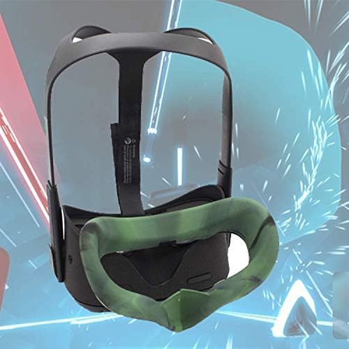 Devansi VR עין סיליקון עם כיסוי לנשימה שורות אוקולוס השאיפה Sweatproof Lightproof נגד זליגת אור (camougagegreenwithoutlines)