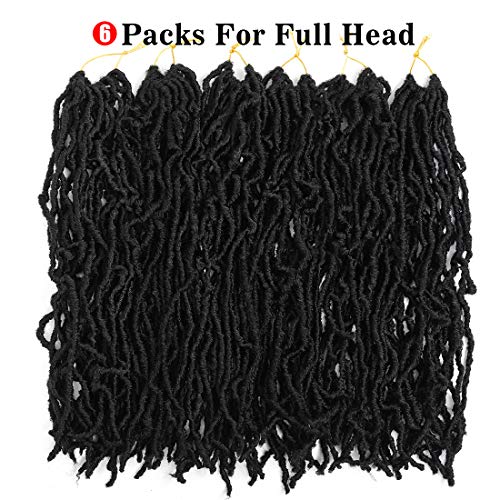 חדש פו Locs סרוגה שיער 18 אינץ להאריך רך Locs השיער 6 חבילות Pre-כרך סרוגה Locs תוספות שיער(18Inch, 1B)