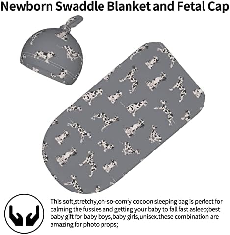 Inrubie הדני היילוד לחתל שמיכה כובע כפת סטים רכה של תינוק מחותל שינה שק קבלת שמיכה ילד ילדה 0-6 חודשים