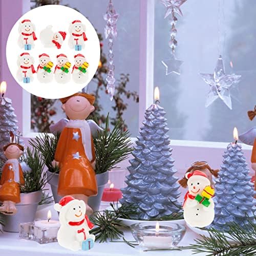 Toyvian 7pcs שלג חג המולד פסלון זעיר שלג דמות שרף חג המולד עליונית עוגת מיקרו נוף פיות הגינה קישוט חג המולד, מתנות לחג