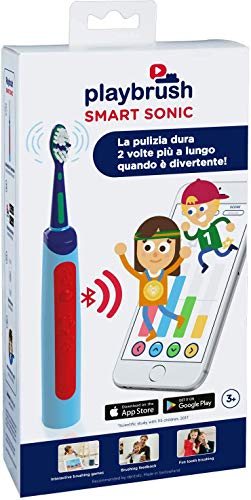 Playbrush ילדים מברשת שיניים חשמלית רגישים ראש המברשת, טיימר, משחקים אינטראקטיביים, שעוקב אחר דיוק, את משך הזמן ואת