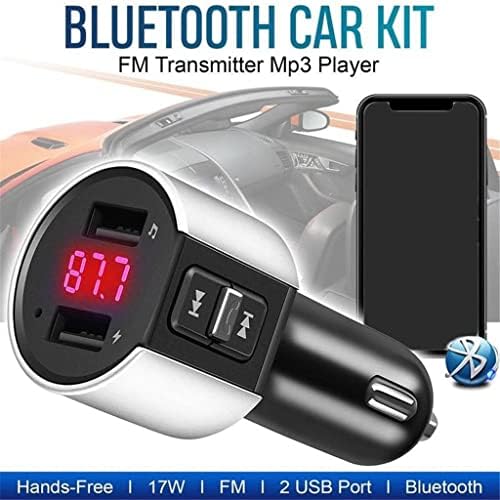 מטען לרכב סיגריה Bluetooth FM אודיו Aux אפנן Dual USB מהיר, מטען לרכב דיבורית Bluetooth מתקשר ערכת רכב הרדיו ברכב נגן