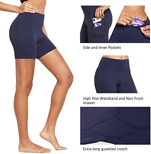 BALEAF נשים 8 /5 מכנסיים קצרים דחיסת גבוהה מותן ספנדקס יוגה מכנסיים קצרים 4 כיסים אימון אתלטי מנהל ספורט קצרים