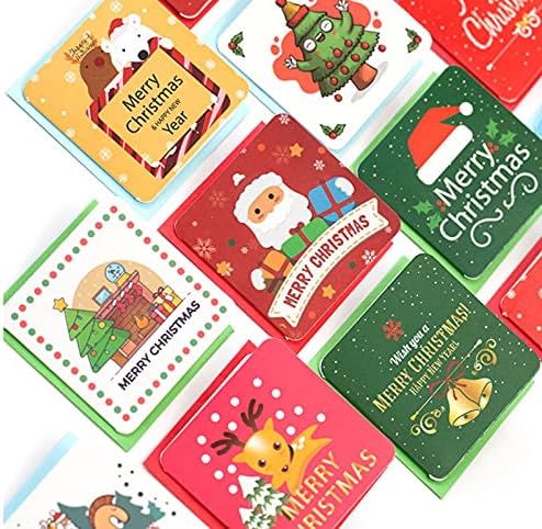 24 Pack מיני כרטיסי ברכה חג המולד & מעטפות, חמוד מתוק קטן בגודל 7 ס מ x 7 סנטימטר חג שמח כרטיסי ברכת פסטיבל צבע (חבילה