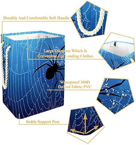 כחול עכביש שחור עכביש גדול לסל הכביסה עם קל לשאת להתמודד, עמיד למים מתקפל, סל הכביסה לאחסון פחי חדר ילדים בבית ארגונית