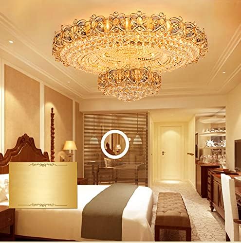 אירופה קריסטל אורות התקרה תאורה מנורות LED עגול מודרני זהב אור תקרת בית תאורה פנימית 3 צבעים הלבנים ניתן לעמעום (Diameter100cm