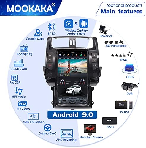 MOOKAKA 13.6 אינטש HD מסך מגע רדיו במכונית טסלה סגנון אנדרואיד אודיו עבור טויוטה לנד קרוזר פראדו 150 2010-2013 נגן מולטימדיה