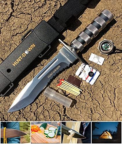 12 ציד הישרדות קבוע להב סכינים סכין מחנאות אש Starter Kit קשה על ידי הישרדות פלדה